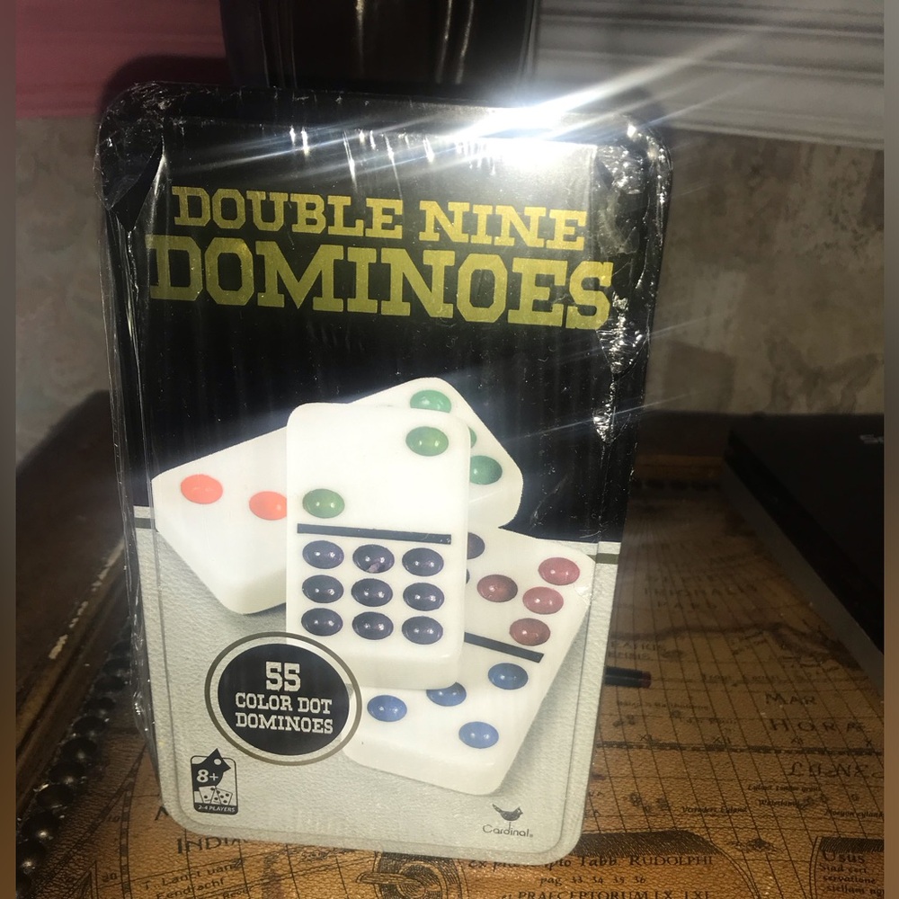 Cardinals Double Nine Dominoes Color Dot 55 Pcs 9 Colors W./ Collectors Tin  New